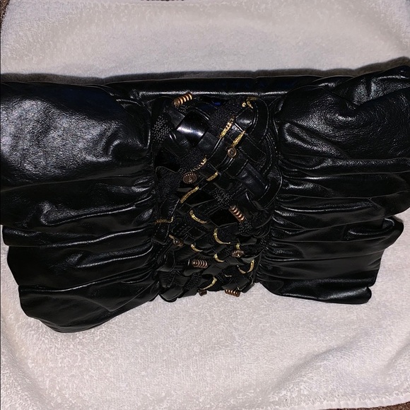 Cynthia Matthews black leather handbag - Picture 2 of 6